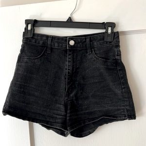 High waisted black jean shorts